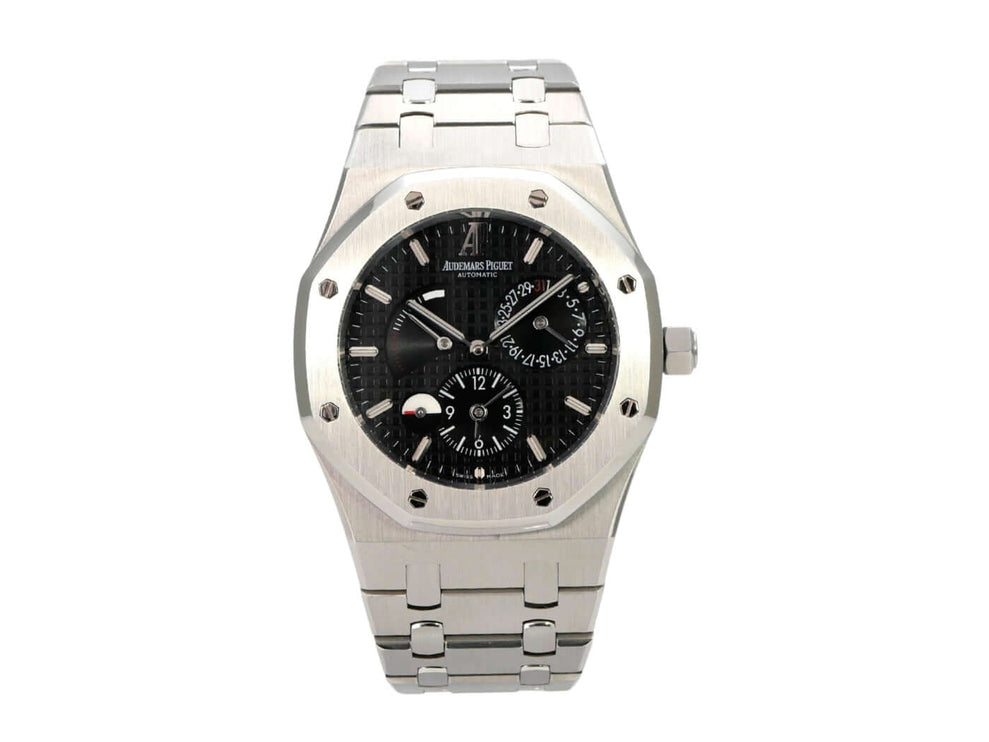 Audemars Piguet Royal Oak Dual Time 26120ST.OO.1220ST.03 Edelstahlarmband mit schwarzem Zifferblatt