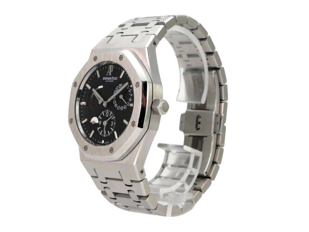 Audemars Piguet Royal Oak Dual Time 26120ST.OO.1220ST.03 Edelstahlarmband mit schwarzem Zifferblatt