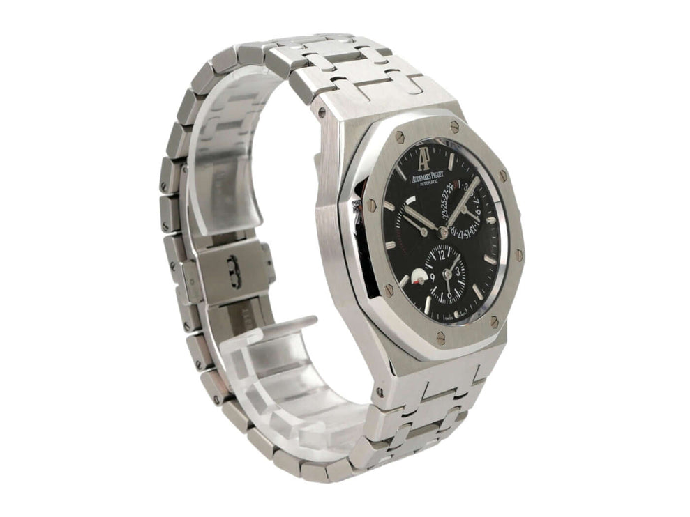 Audemars Piguet Royal Oak Dual Time 26120ST.OO.1220ST.03 Edelstahlarmband und schwarzes Zifferblatt, Automatik
