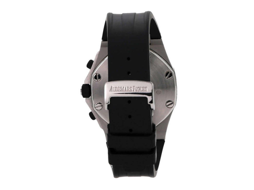 Audemars Piguet Royal Oak Offshore Chronograph Panda 26170ST.OO.D101CR.02 Rückansicht mit schwarzem Kautschukband.