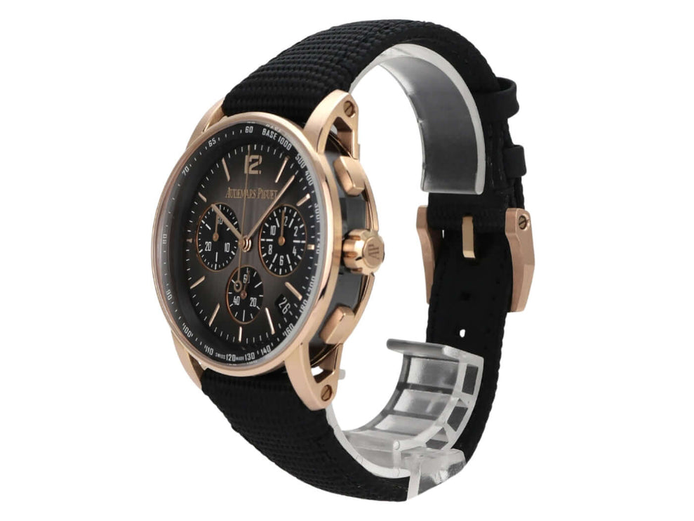 Audemars Piguet Code 11.59 Chronograph 26393NR.OO.A002KB.01 aus Roségold mit schwarzem Zifferblatt und Armband