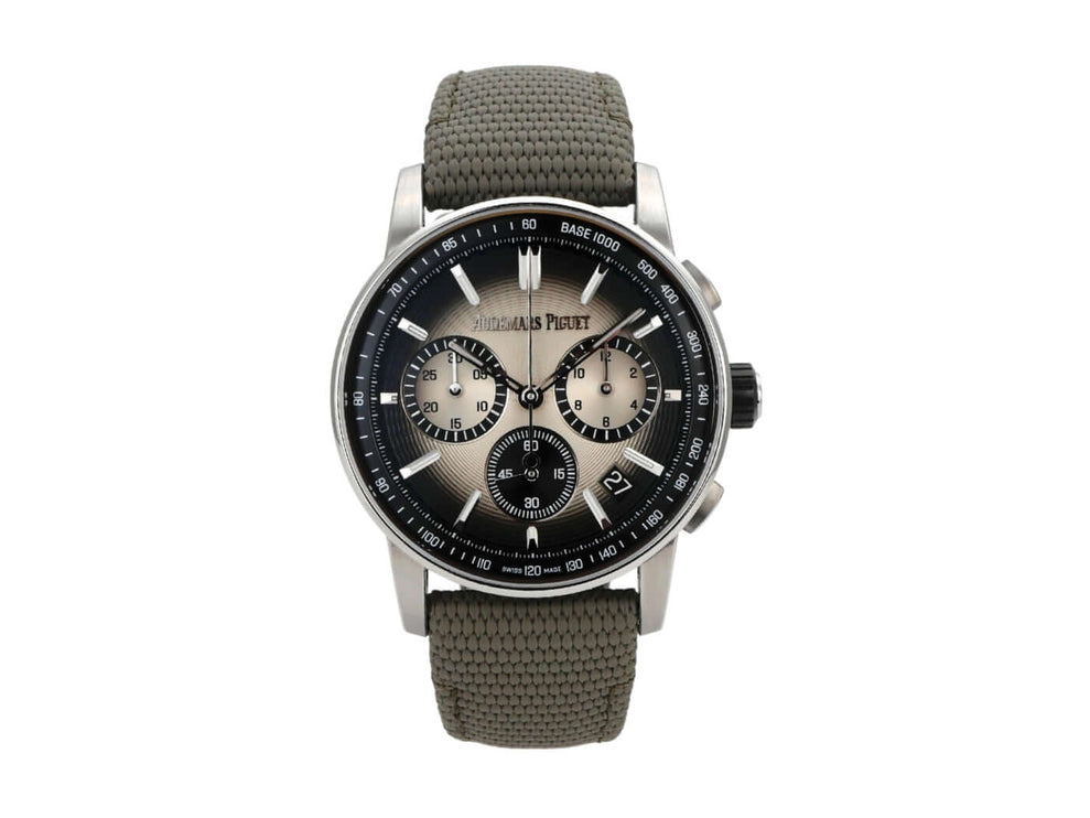 Audemars Piguet Code 11.59 Chronograph 26393QT.OO.A064KB.01 mit beigem rauchigem Zifferblatt und grünem Armband