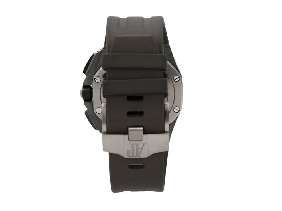 Audemars Piguet Royal Oak Offshore Chronograph 26400IO.OO.A004CA.01 Uhr mit grauem Kautschuk Armband und Titanverschluss.