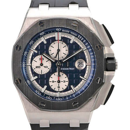 Audemars Piguet Royal Oak Offshore Platin 26401PO.OO.A018CR.01 mit blauem Zifferblatt und Lederband