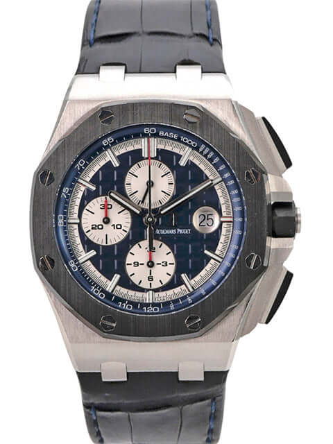 Audemars Piguet Royal Oak Offshore Platin 26401PO.OO.A018CR.01 mit blauem Zifferblatt und Lederband