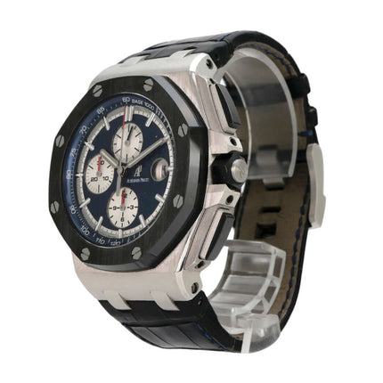 Audemars Piguet Royal Oak Offshore Platin 26401PO.OO.A018CR.01 mit blauem Zifferblatt und Lederband