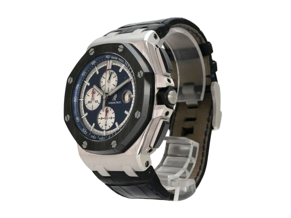 Audemars Piguet Royal Oak Offshore Platin 26401PO.OO.A018CR.01 mit blauem Zifferblatt und Lederband