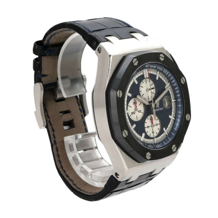 Audemars Piguet Royal Oak Offshore Platin 26401PO.OO.A018CR.01 mit blauem Lederband und Keramiklünette