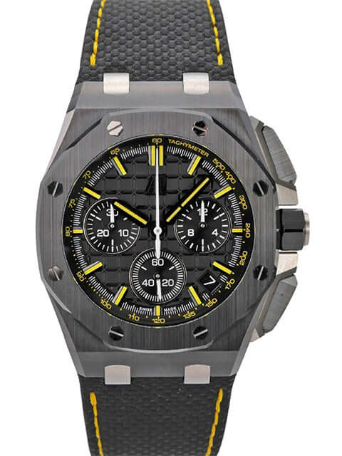 Audemars Piguet Royal Oak Offshore Chronograph 26420CE.OO.A005VE.01 mit schwarzem Zifferblatt und gelben Akzenten