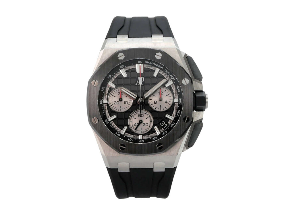 Audemars Piguet Royal Oak Offshore Chronograph 26420SO.OO.A002CA.01 schwarzes Edelstahl-Chronographenmodell mit Kautschukband