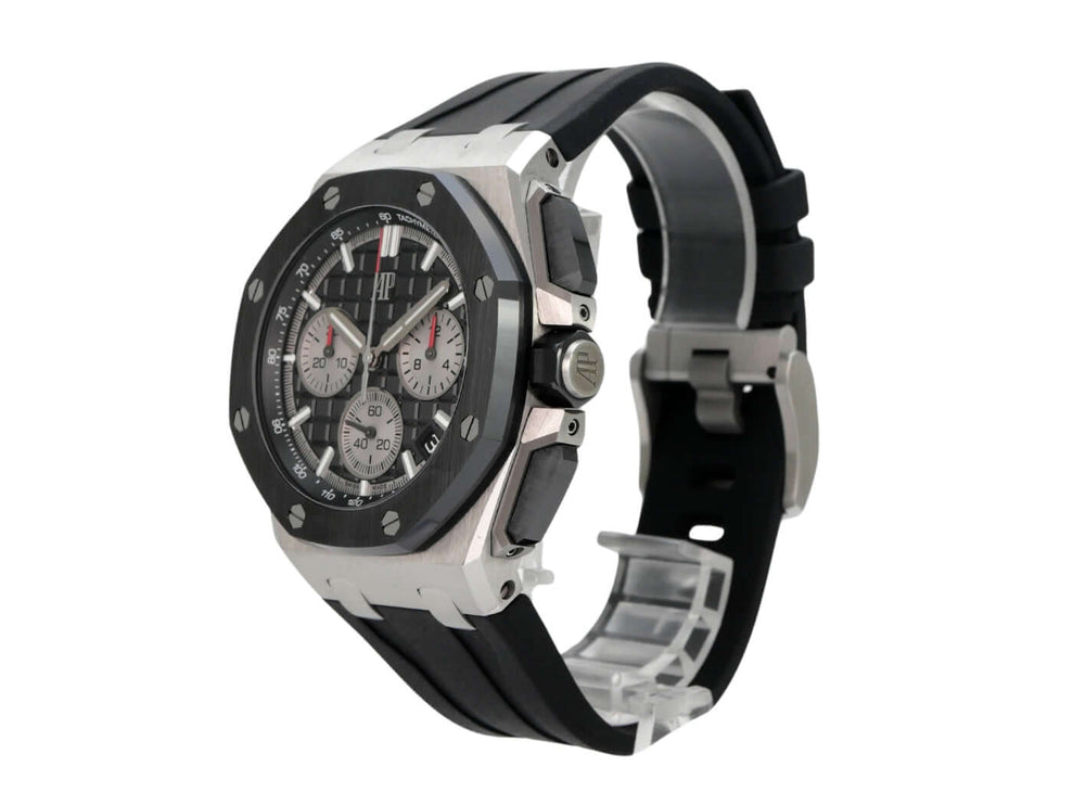 Audemars Piguet Royal Oak Offshore Chronograph 26420SO.OO.A002CA.01 mit schwarzem Zifferblatt, Edelstahl und Kautschukband