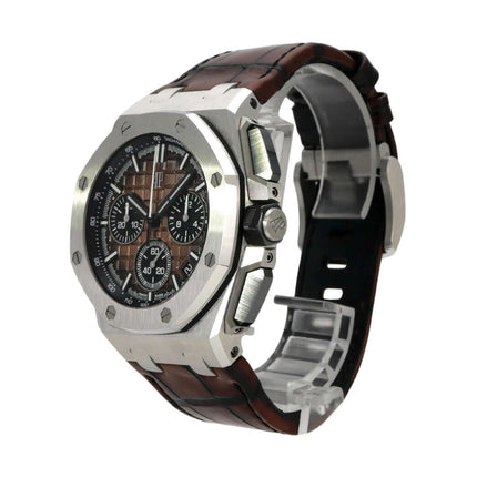 Audemars Piguet Royal Oak Offshore Chronograph 26420ST.OO.A828CR.01 mit Edelstahlgehäuse und braunem Lederband