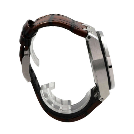 Audemars Piguet Royal Oak Offshore Chronograph 26420ST.OO.A828CR.01 seitliche Ansicht mit braunem Lederband