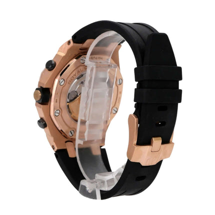Audemars Piguet Royal Oak Offshore Rotgold 26470OR.OO.A002CR.01 mit Kautschukband und rosegoldfarbenem Gehäuse.