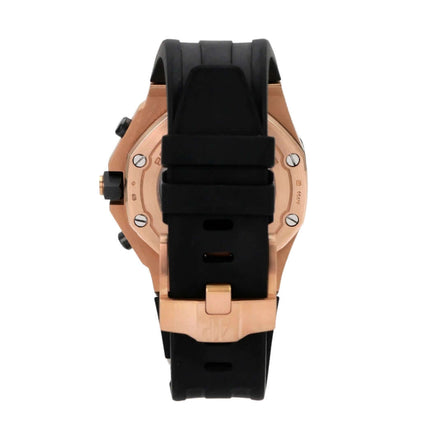 Audemars Piguet Royal Oak Offshore Rotgold 26470OR.OO.A002CR.01 Rückansicht mit Kautschukband und Rotgold-Gehäuse