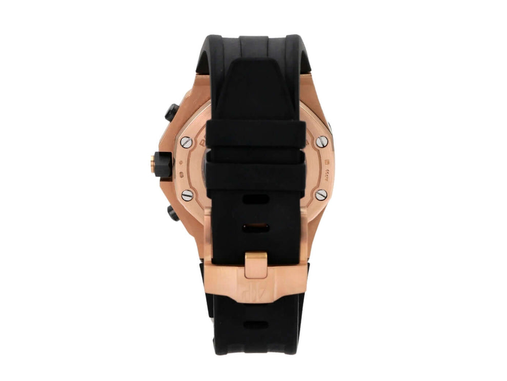 Audemars Piguet Royal Oak Offshore Rotgold 26470OR.OO.A002CR.01 Rückansicht mit Kautschukband und Rotgold-Gehäuse