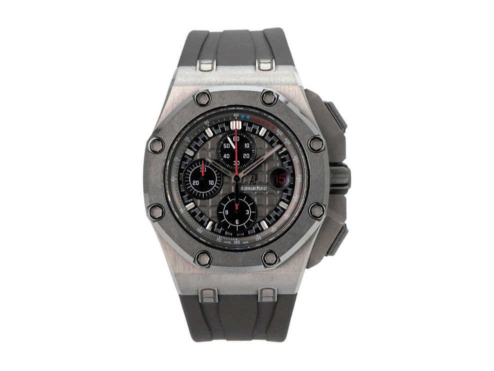 Audemars Piguet Royal Oak Offshore Chronograph Michael Schumacher 26568IM.OO.A004CA.01 mit Titan-Gehäuse und grauem Zifferblatt.
