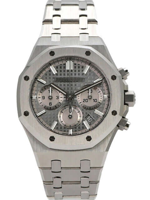 Audemars Piguet Royal Oak Chronograph 26715ST mit grauem Zifferblatt und Edelstahlband, poliert und satiniert.