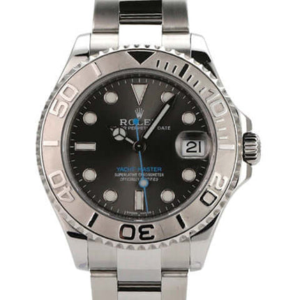 Rolex Yacht-Master 37 Edelstahl Platin 268622 Rhodium mit schwarzem Zifferblatt und Oyster-Armband