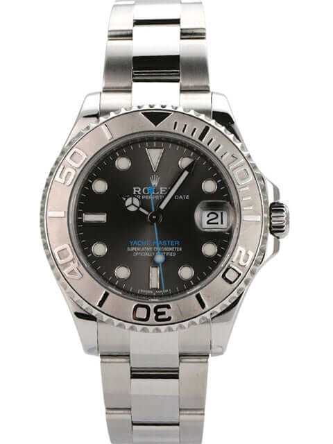 Rolex Yacht-Master 37 Edelstahl Platin 268622 Rhodium mit schwarzem Zifferblatt und Oyster-Armband