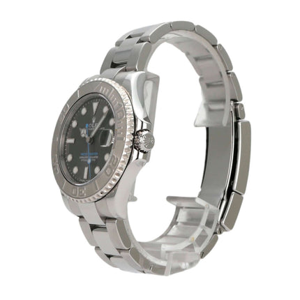 Rolex Yacht-Master 37 Edelstahl Platin 268622 Rhodium, Automatik-Uhr mit rhodiierter Zifferblatt und drehbarer Lünette.