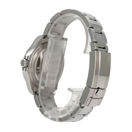 Rolex Yacht-Master 37 Edelstahl Platin 268622 Rhodium, seitliche Ansicht des Armbands und Gehäuses.