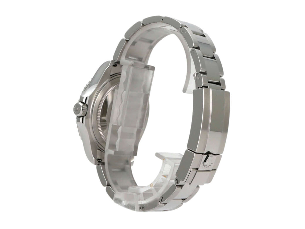 Rolex Yacht-Master 37 Edelstahl Platin 268622 Rhodium, seitliche Ansicht des Armbands und Gehäuses.