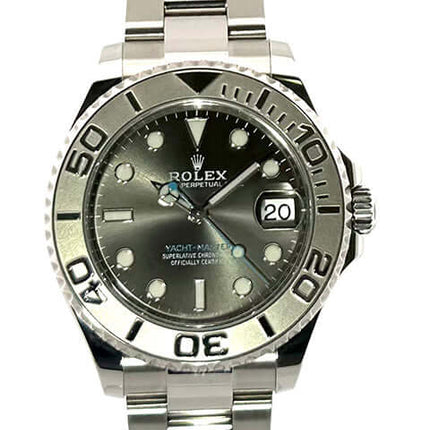 Rolex Yacht-Master 37 Edelstahl Platin 268622 Rhodium Armbanduhr mit Platin Lünette und Rhodium Zifferblatt.