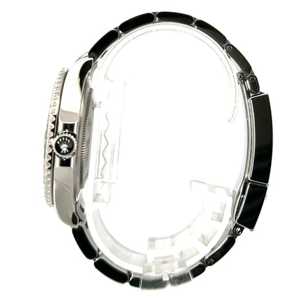 Rolex Yacht-Master 37 Edelstahl Platin 268622 Rhodium Seitenansicht zeigt poliertes und satiniertes Edelstahlgehäuse und Oyster Armband