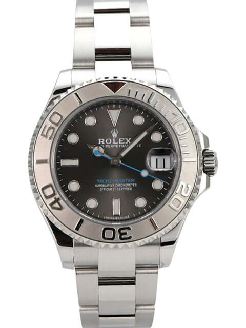Rolex Yacht-Master 37 Edelstahl Platin 268622 Rhodium mit schwarzem Zifferblatt und Edelstahlarmband