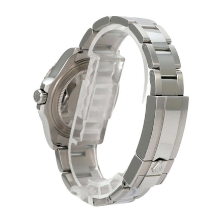 Rolex Yacht-Master 37 Edelstahl Platin 268622 Rhodium mit Oyster-Edelstahlarmband von der Seite.