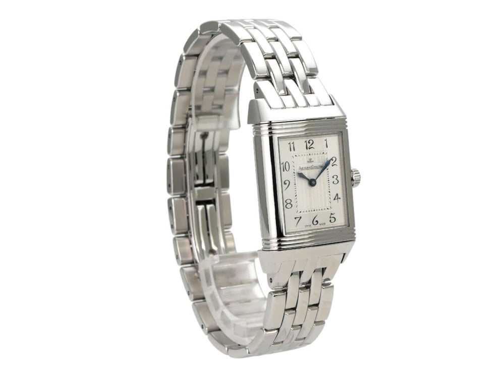 Jaeger-LeCoultre Reverso Duetto Duo 2698420 edelstahl Uhr mit silberfarbenem Zifferblatt und Edelstahlband