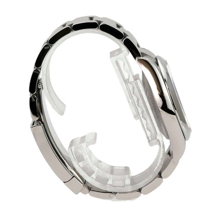 Rolex Oyster Perpetual 31 Ref. 277200 Grün seitliche Ansicht des Gehäuses und Edelstahlbandes.