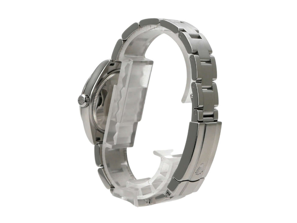 Seitenansicht der Rolex Oyster Perpetual 31 Ref. 277200 mit Edelstahlband und Oyster-Gehäuse.