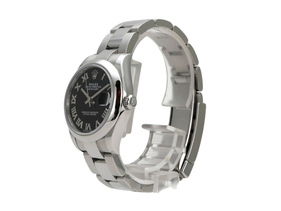 Rolex Datejust 31 Oystersteel 278240 Schwarz Römisch Uhr mit schwarzem Zifferblatt und römischen Ziffern