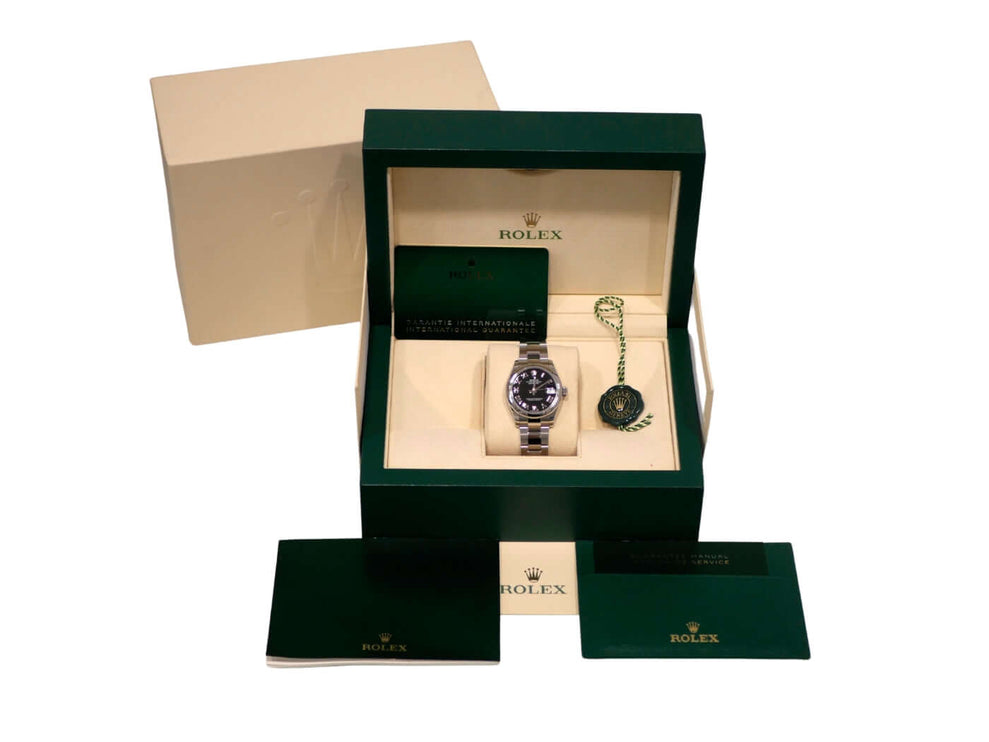 Rolex Datejust 31 Oystersteel 278240 Schwarz Römisch in Geschenkbox mit Zertifikaten und Garantieschein.