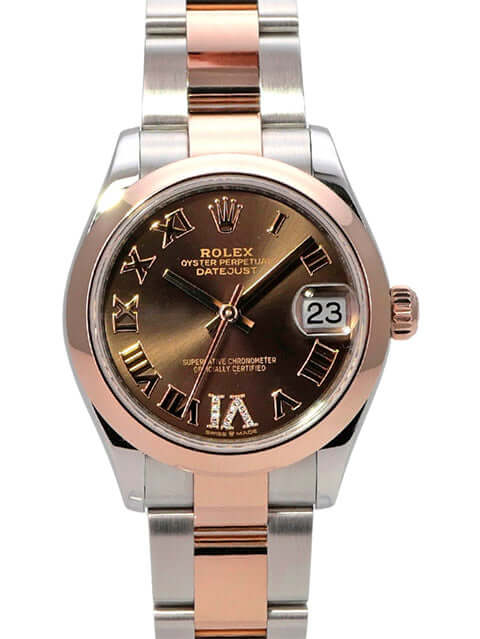 Rolex Datejust 31 Oystersteel Everose-Gold 278241 Choco R Diamant, braune Rolex Uhr mit Diamant-Zifferblatt