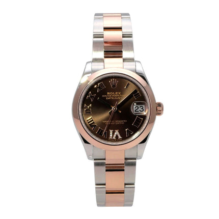 Rolex Datejust 31 Oystersteel Everose-Gold 278241 Choco R Diamant, Damenuhr mit Diamant-Zifferblatt
