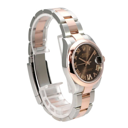 Rolex Datejust 31 Oystersteel Everose-Gold 278241 Choco R Diamant, Damenarmbanduhr mit Jubilé-Band