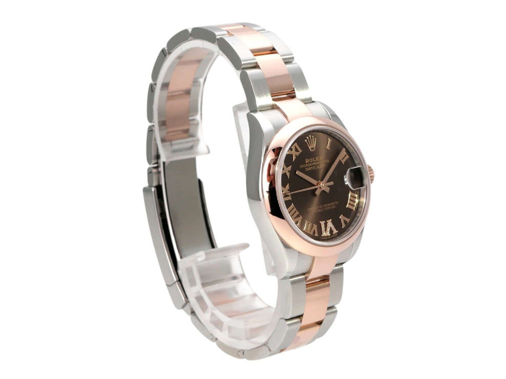 Rolex Datejust 31 Oystersteel Everose-Gold 278241 Choco R Diamant, Damenarmbanduhr mit Jubilé-Band
