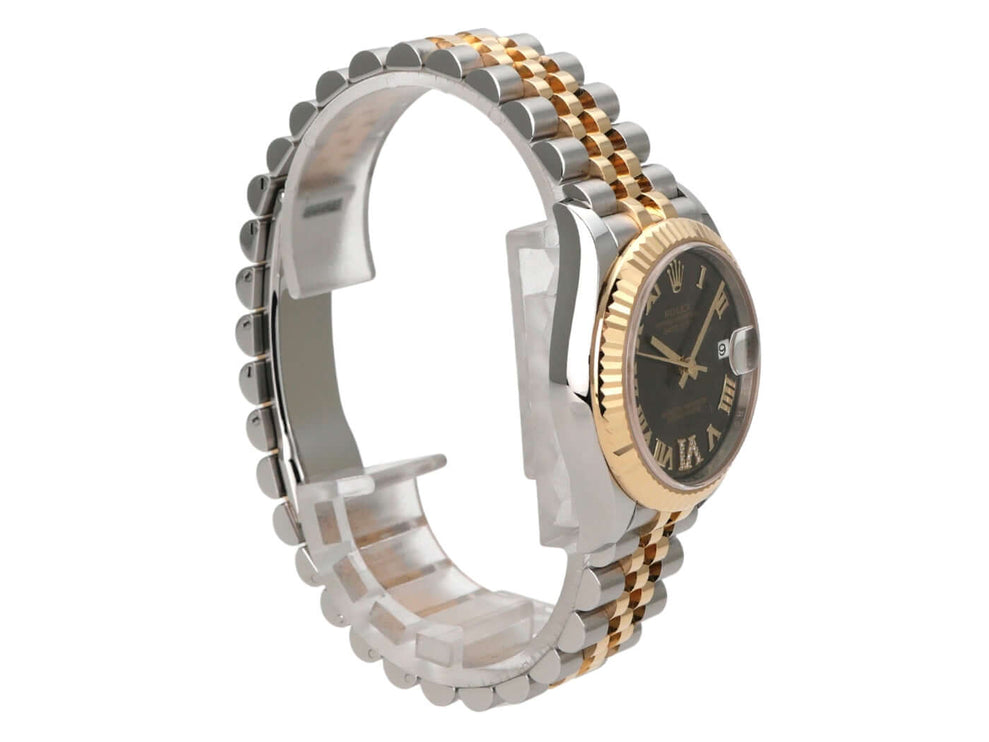 Rolex Datejust 31 Oystersteel Gelbgold 278273 Dark Grey R Diamant Jubile-Band auf einem eleganten Band