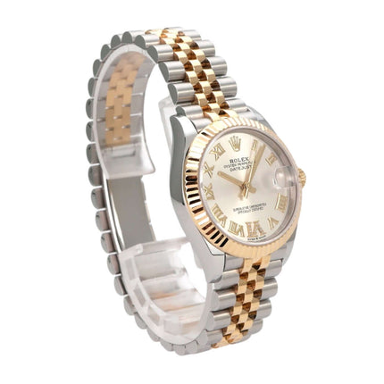 Rolex Datejust 31 Oystersteel Gelbgold 278273 Silber R DIA Jubile-Band Armbanduhr mit silbernem Zifferblatt und goldenen Akzenten