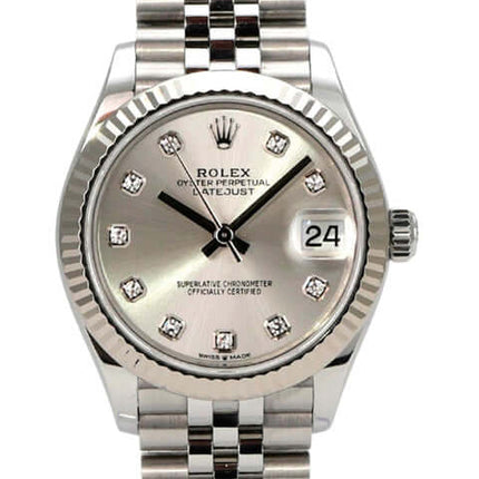 Rolex Oyster Datejust 31 278274 Silber Diamant Jubile-Band mit silberfarbenem Zifferblatt und Edelstahlarmband