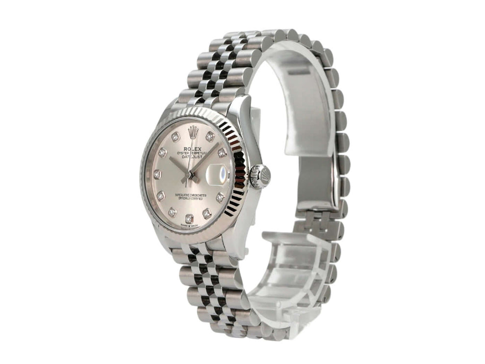 Rolex Oyster Datejust 31 278274 Silber Diamant Jubile-Band mit silberfarbenem Zifferblatt und Jubile-Armband.