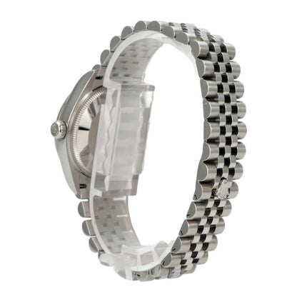 Rolex Oyster Datejust 31 278274 Silber Diamant Jubile-Band seitliche Ansicht des Edelstahlarms mit Faltschließe.
