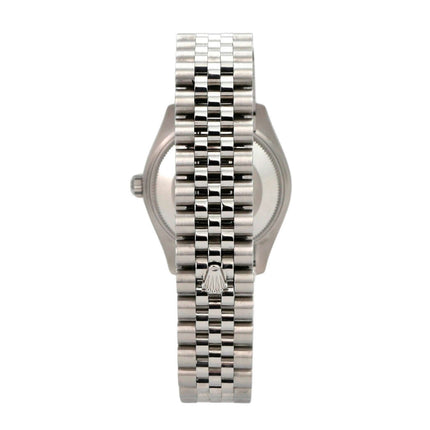 Rolex Oyster Datejust 31 278274 Silber Diamant Jubile-Band seitliche Ansicht des Armbands und Gehäuses.