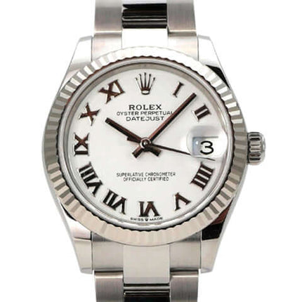 Rolex Oyster Datejust 31 278274 Weiss Römisch Uhr mit weißem Zifferblatt und römischen Ziffern, Edelstahl und 18 kt Weißgold.