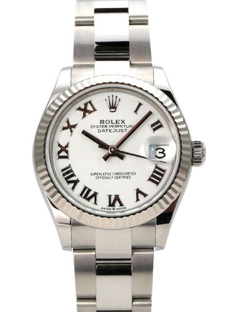 Rolex Oyster Datejust 31 278274 Weiss Römisch Uhr mit weißem Zifferblatt und römischen Ziffern, Edelstahl und 18 kt Weißgold.