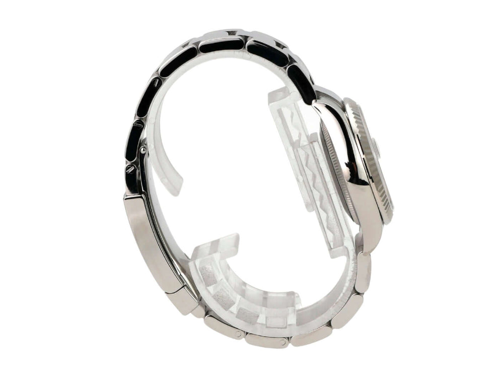 Rolex Oyster Datejust 31 278274 Weiss Römisch Ansicht des Edelstahlarmbands und Gehäuses.