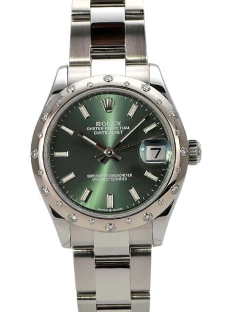 Rolex Datejust 31 Edelstahl Weißgold mit mintgrünem Zifferblatt und Diamanten, Ref. 278344RBR